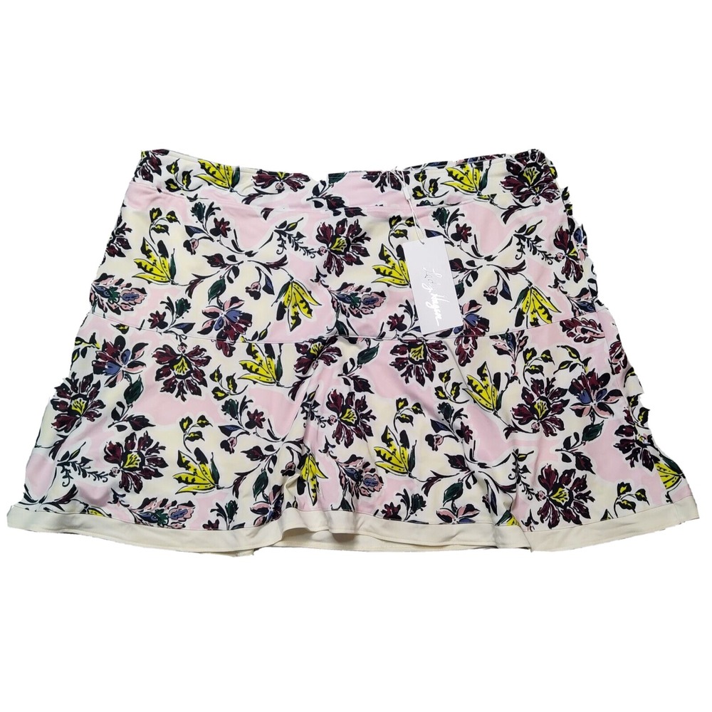 LADY HAGEN CLUBHOUSE Women 2XL Pink Floral Print Mix 16" Flounce Skort NEW